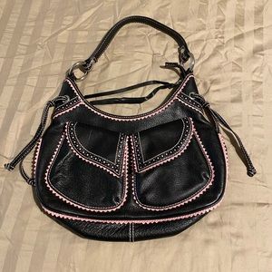 Isabella Fiore Black and Pink Leather Handbag